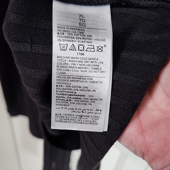 Old Navy Black Ribbed Long Sleeve Belted Dress Collared Women's size XL - Picture 5 of 9